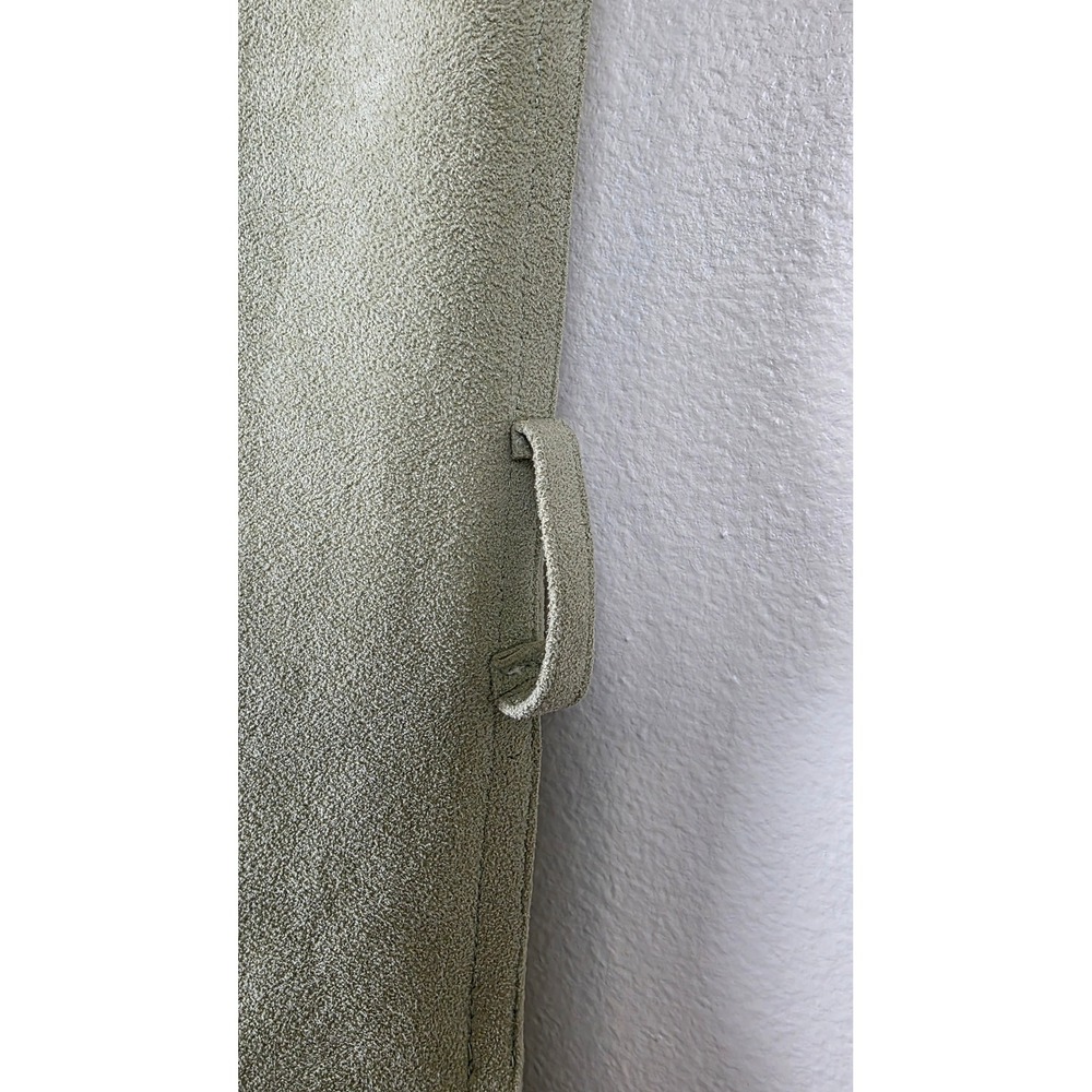 Blassport Midi Dress Womens 14 Sage Green Ultra Suede Button Front Matching Belt - Picture 13 of 16